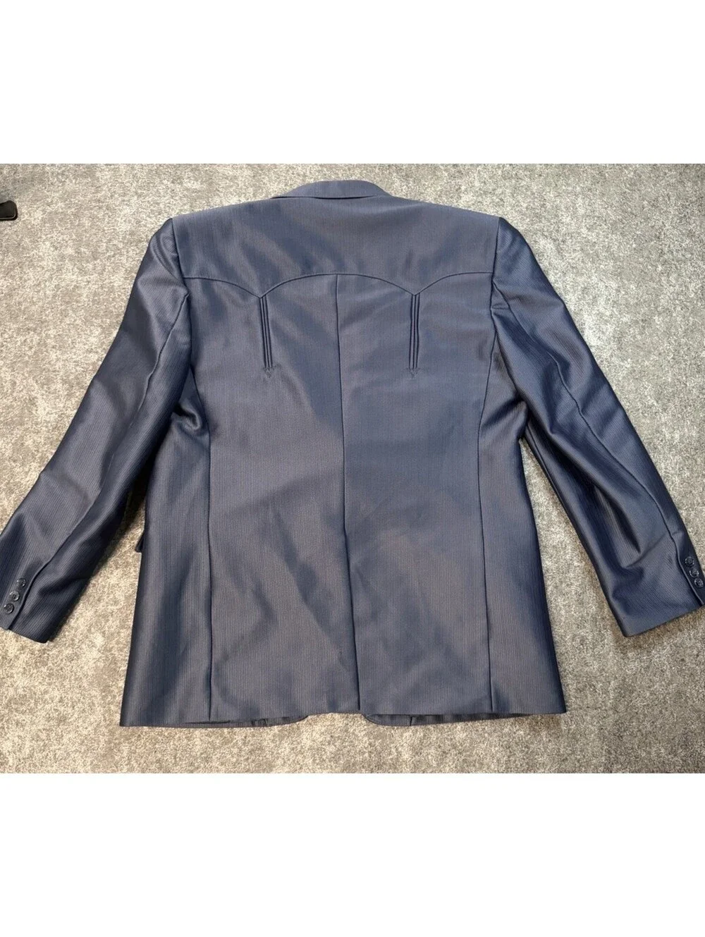 Circle S Western Sport Coat Blazer Mens 46L Blue 2 Button Cowboy USA Vintage